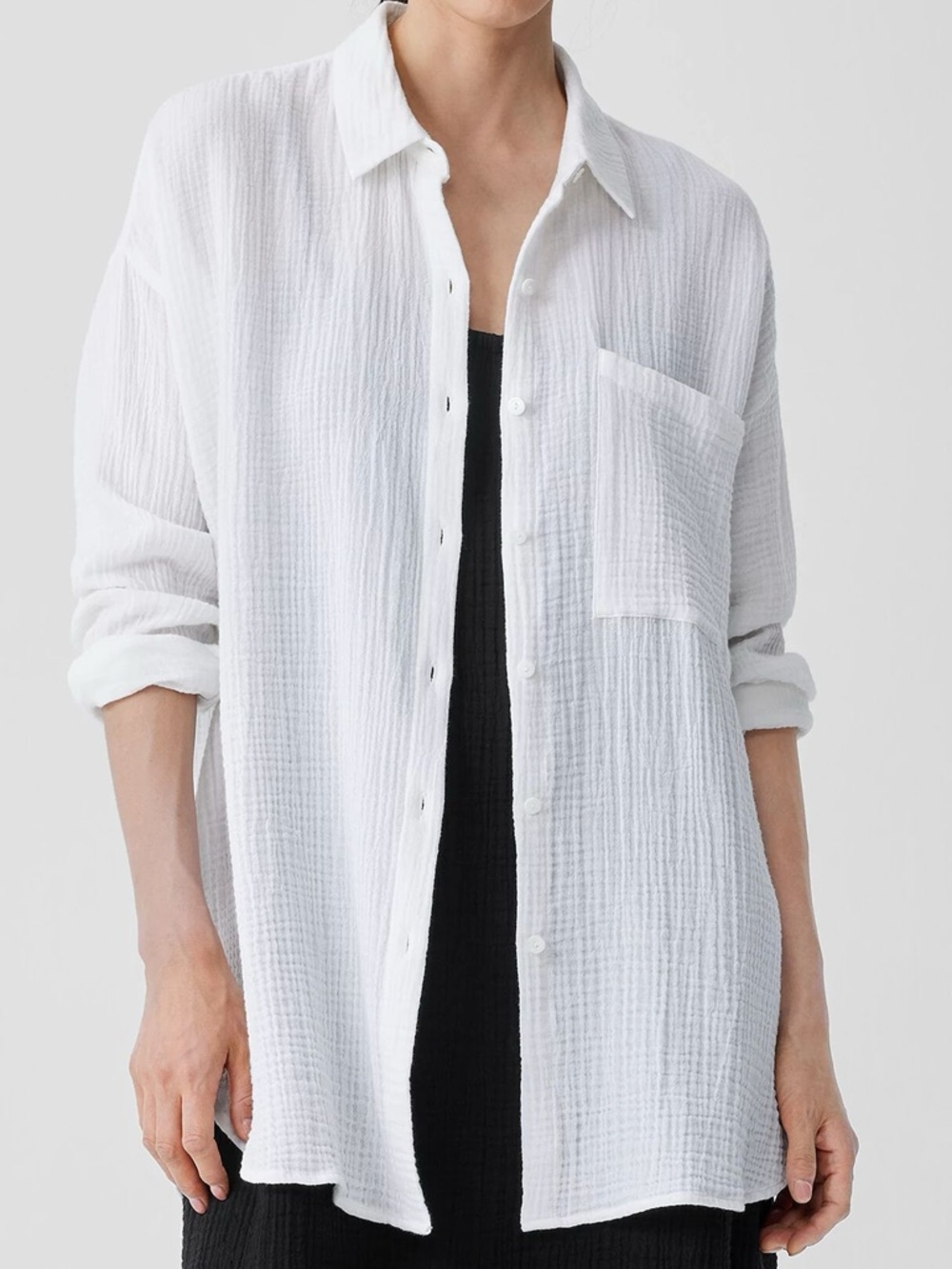Women’s white gauze button up breezy pool beach tunic